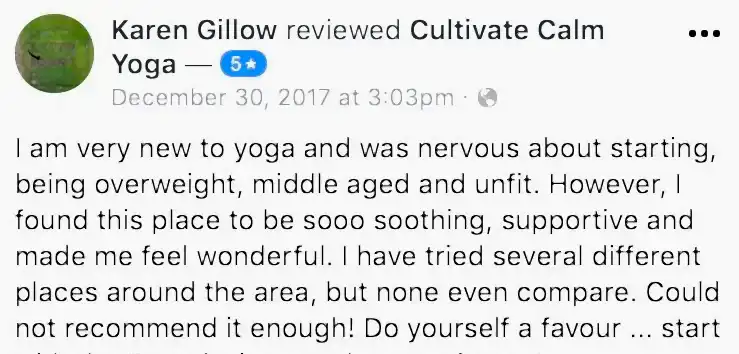 5 star review for Cultivate Calm Yoga Brisbane