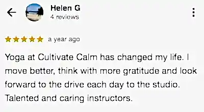 5 star review for Cultivate Calm Yoga Brisbane