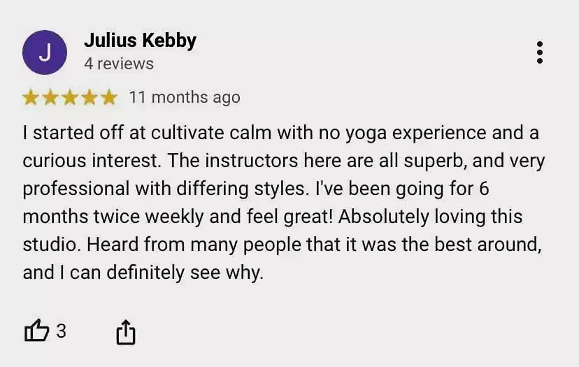 5 star review for Cultivate Calm Yoga Brisbane and why their yoga classes are the best in Brisbane
